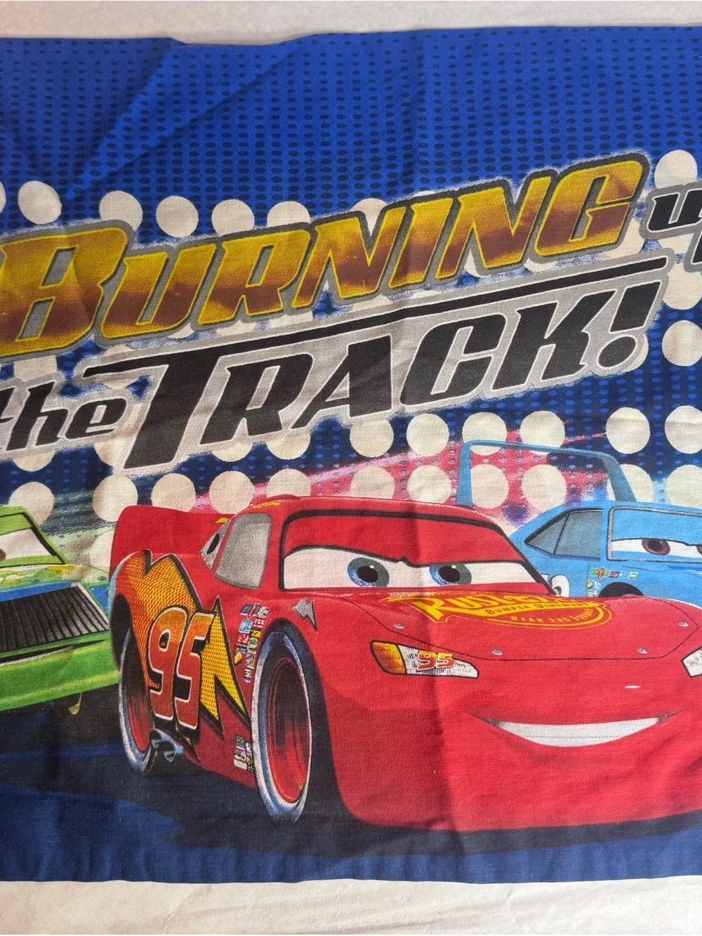 Disney Pixar Cars Pillowcase Burning Track Chick Hicks Lightening McQueen
